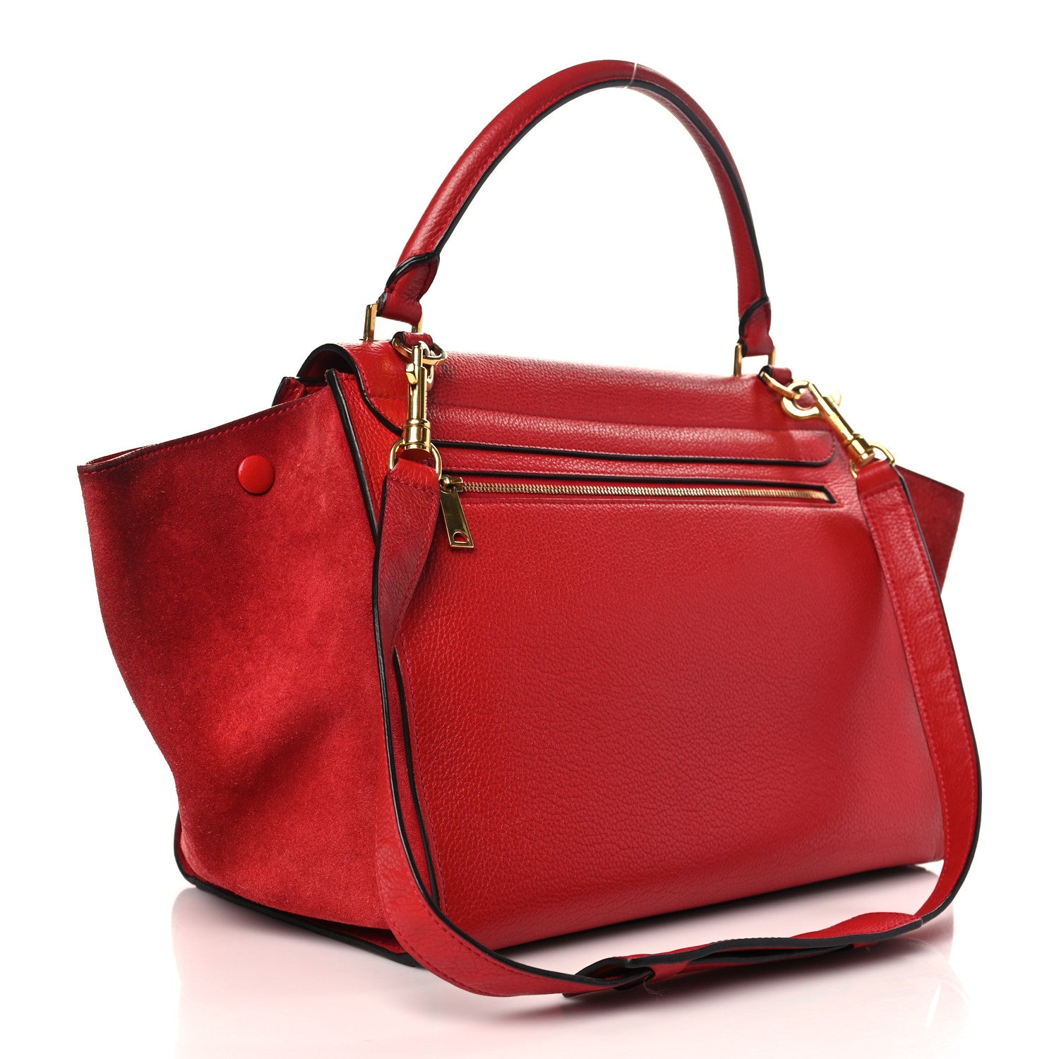 Celine Drummed Calfskin Suede Large Trapeze Coquelicot 3 of 10