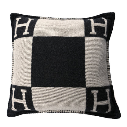 Hermes Wool Cashmere Avalon Pillow PM Ecru Gris Fonce 1 of 3