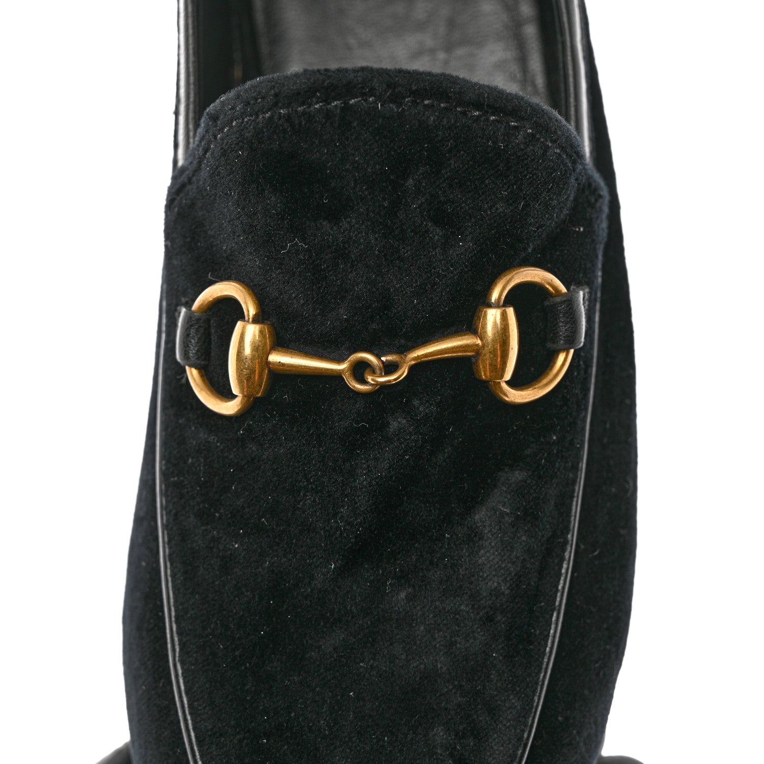 Gucci Velvet Horsebit Womens Jordaan Loafers 35.5 Black 9 of 10
