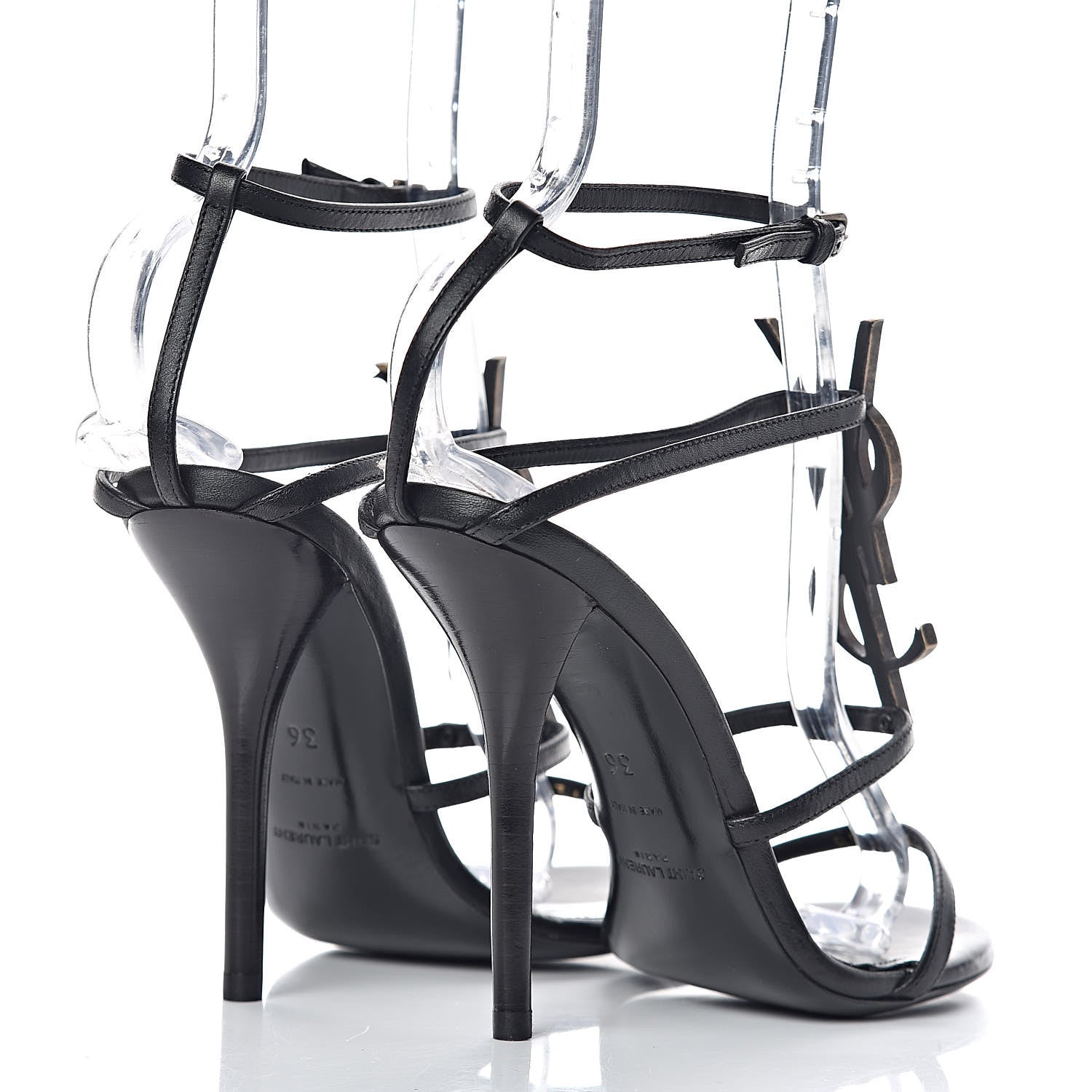 Saint Laurent Calfskin Cassandra 110 Sandals 36 Black 4 of 8