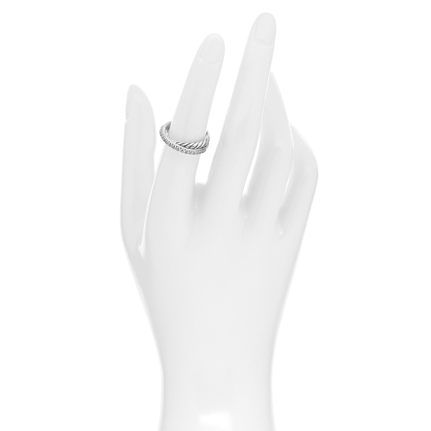 David Yurman Sterling Silver Diamond 5mm Crossover Ring 52 6 2 of 5