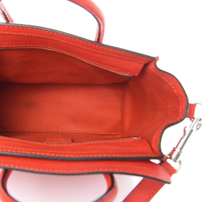 Celine Drummed Calfskin Nano Luggage Red 5 of 17