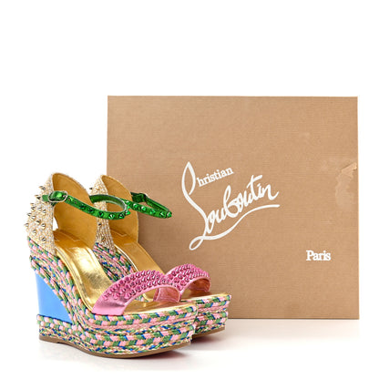 Christian Louboutin Nappa Pepite Liege Lame Madmonica 120 Wedge Sandals 35 Full Moon 9 of 9