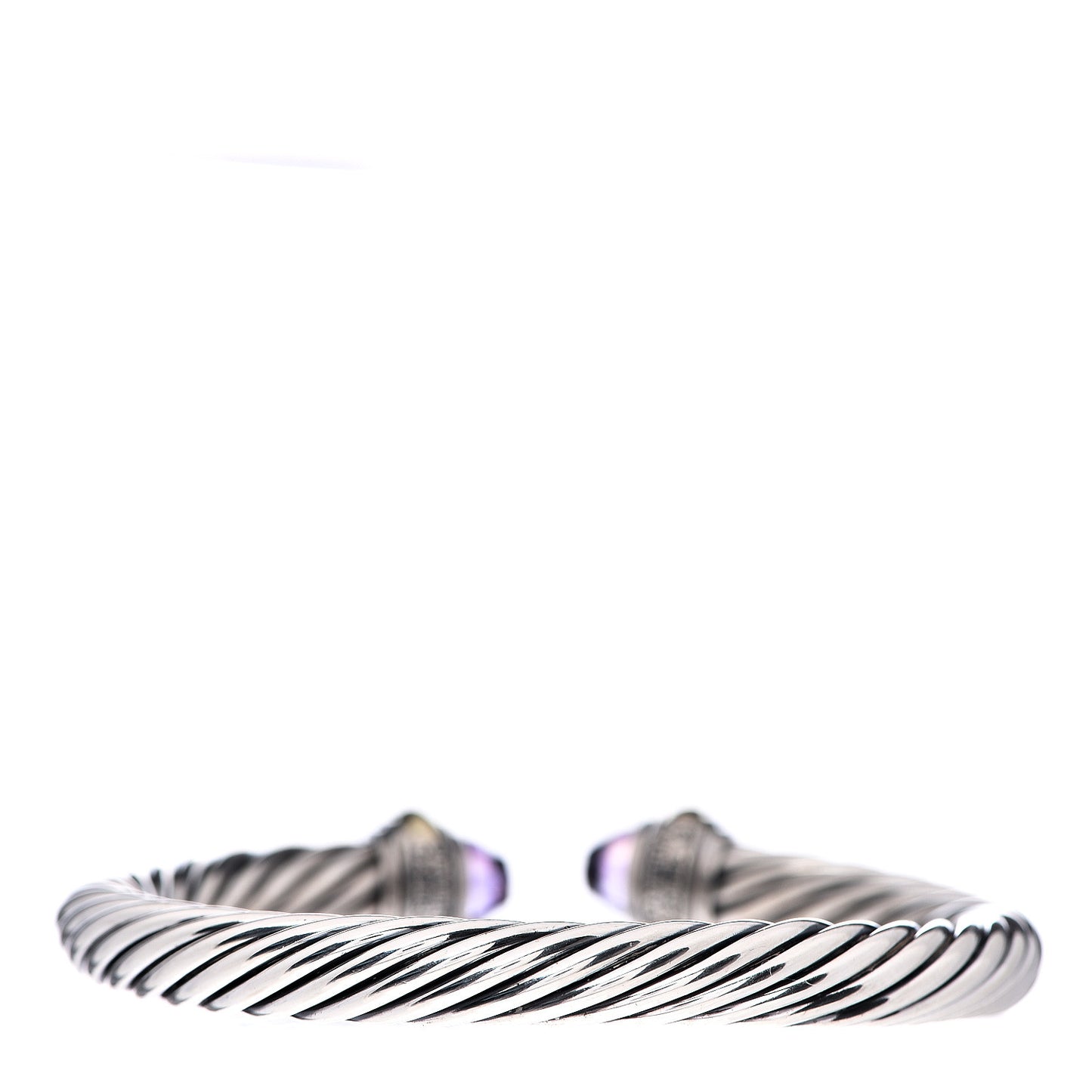 Sterling Silver 14K Yellow Gold Amethyst 7mm Cable Classics Bracelet