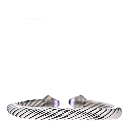 David Yurman Sterling Silver 14K Yellow Gold Amethyst 7mm Cable Classics Bracelet 2 of 3
