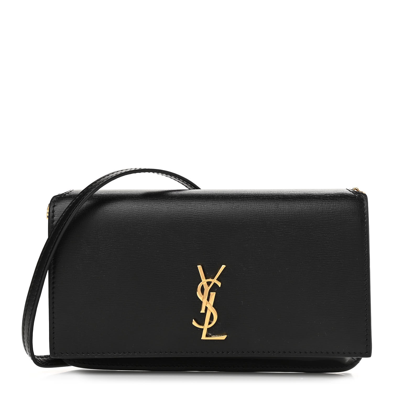 Saint Laurent Smooth Calfskin Monogram Phone Holder Crossbody Black 1 of 10