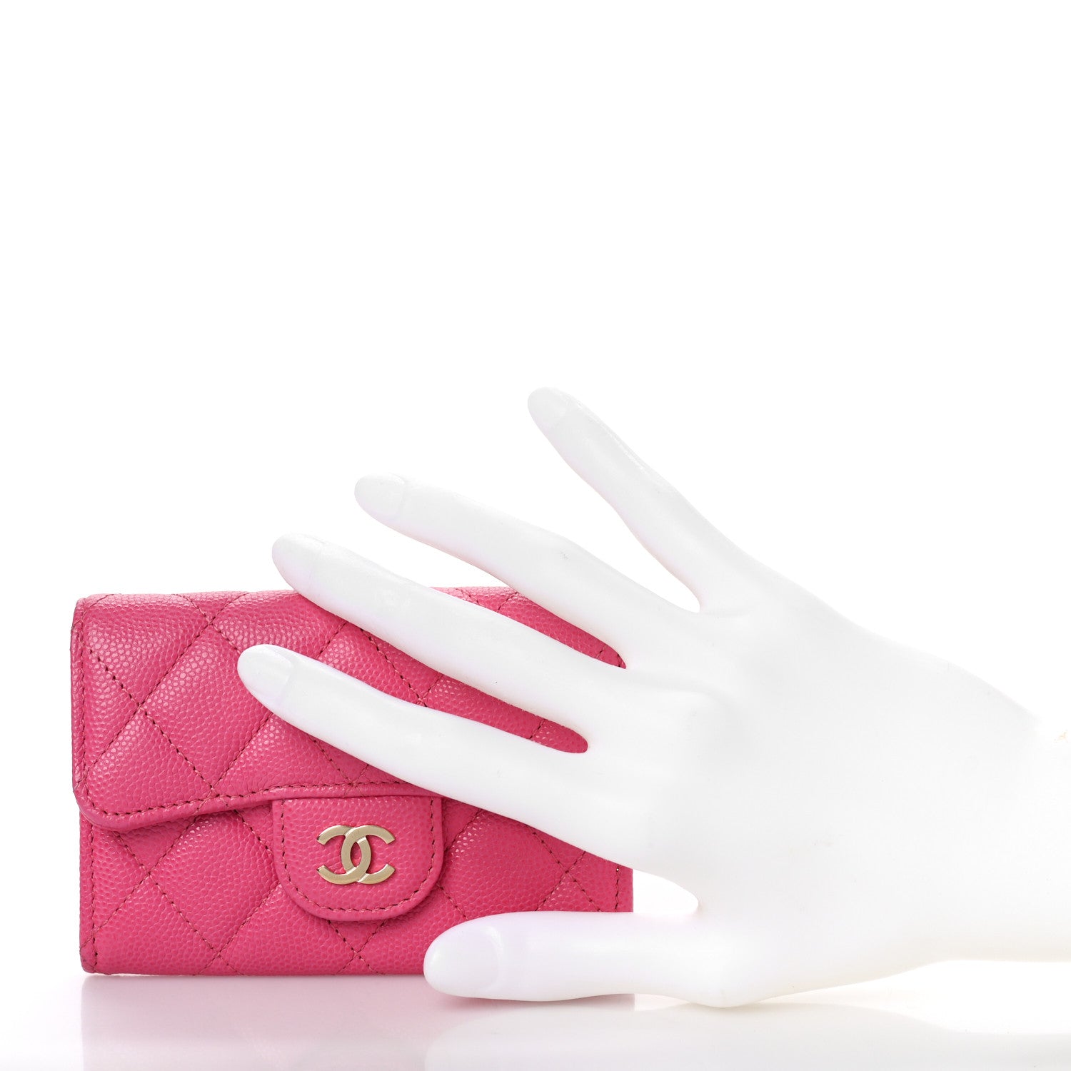 Chanel Caviar Quilted Flap Card Holder Wallet Pink 2 of 9