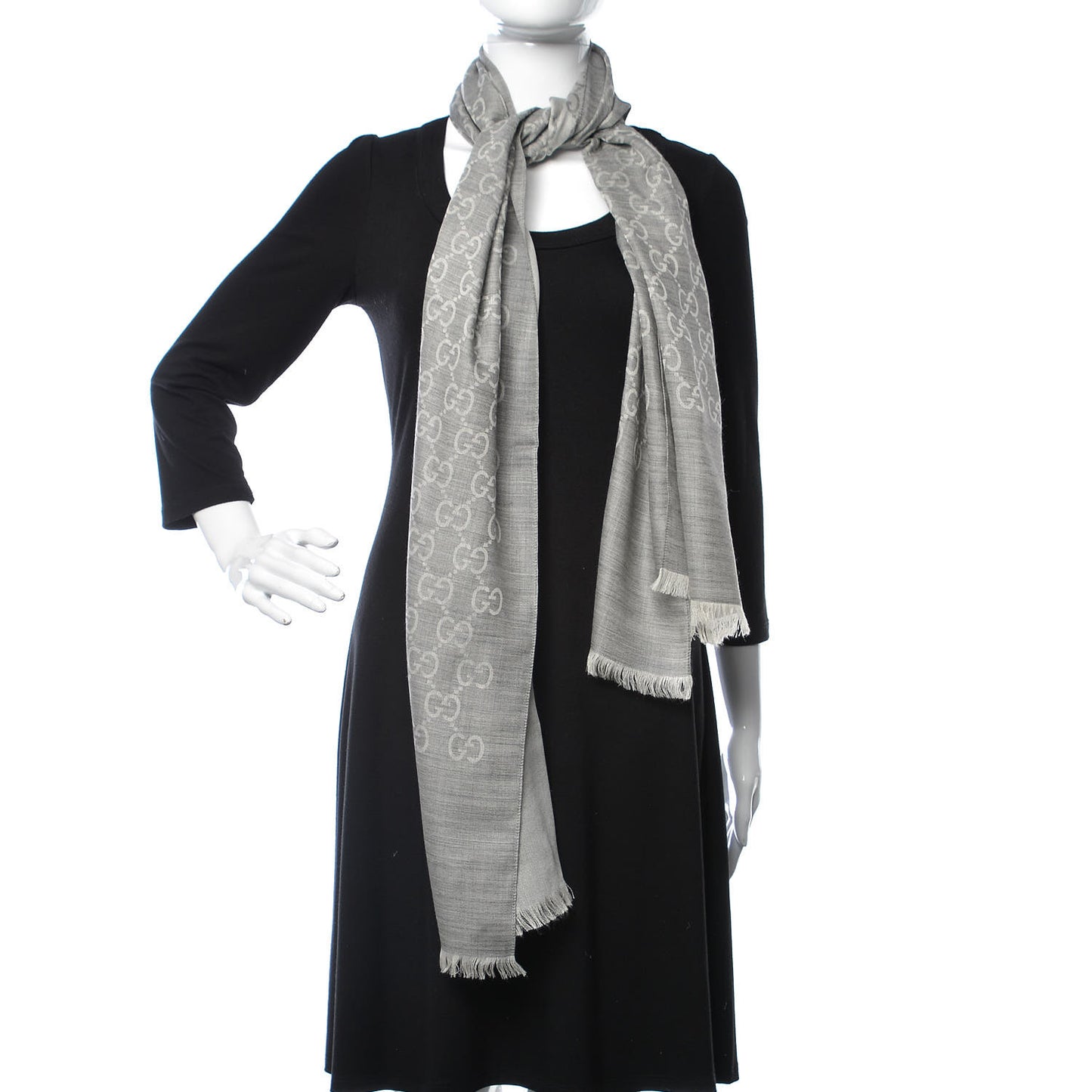 Wool Silk GG Monogram GGNat Scarf Lead