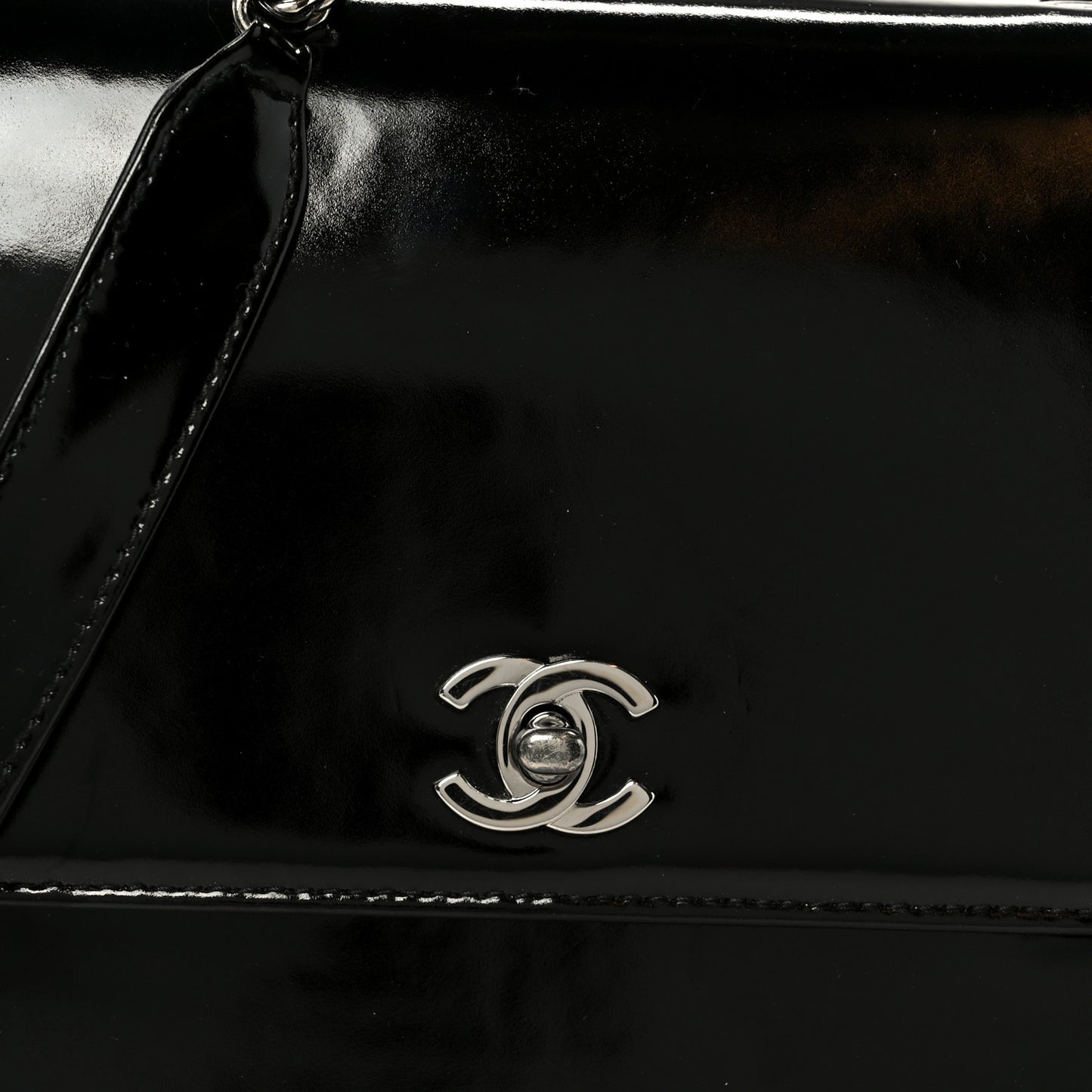 Glazed Calfskin Single Flap Black