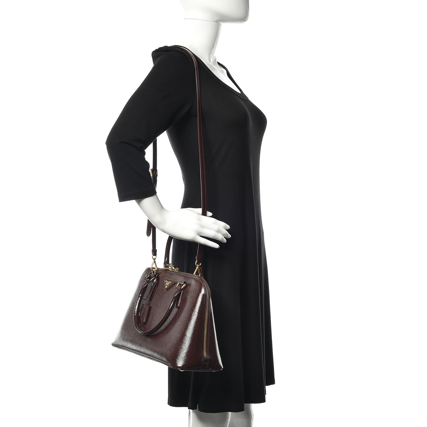 Prada Saffiano Vernice Medium Promenade Tote Granato 2 of 18