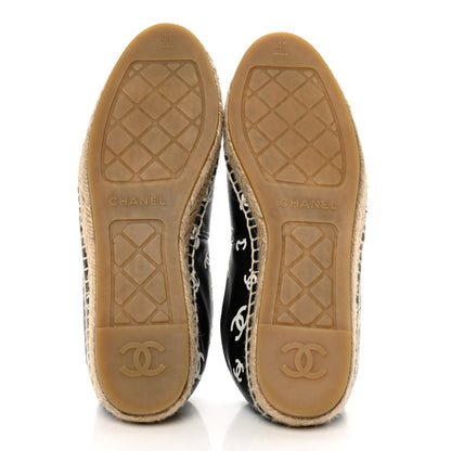 Chanel Lambskin Printed CC Espadrilles 41 Black White 5 of 9