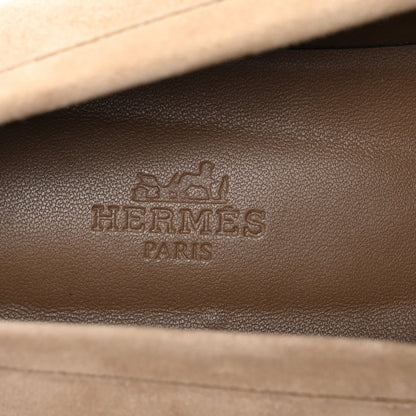 Hermes Suede Goatskin Womens Faubourg Loafers 41 Beige Argile 8 of 9