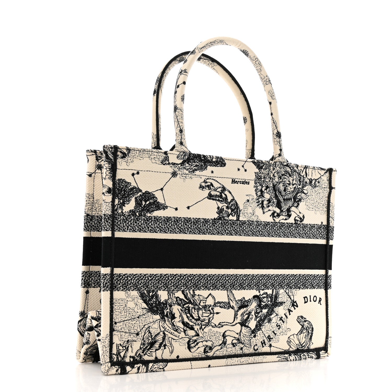 Christian Dior Canvas Zodiac Toile De Jouy Embroidered Medium Book Tote Latte 3 of 12