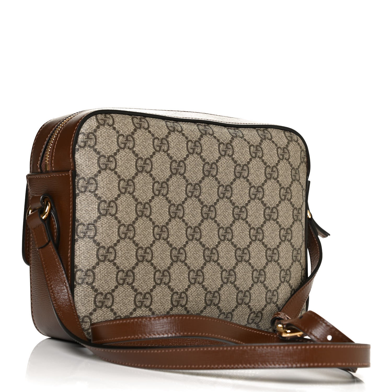 Gucci GG Supreme Monogram Small Horsebit 1955 Shoulder Bag Beige Brown Sugar 3 of 14