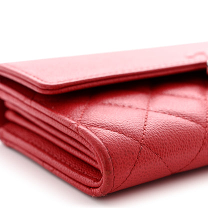 Chanel Grained Calfskin Quilted CC Box Flap Wallet Red 10 of 13