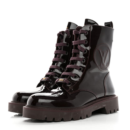 Louis Vuitton Patent Territory Ranger Boots 37.5 Bordeaux 3 of 16