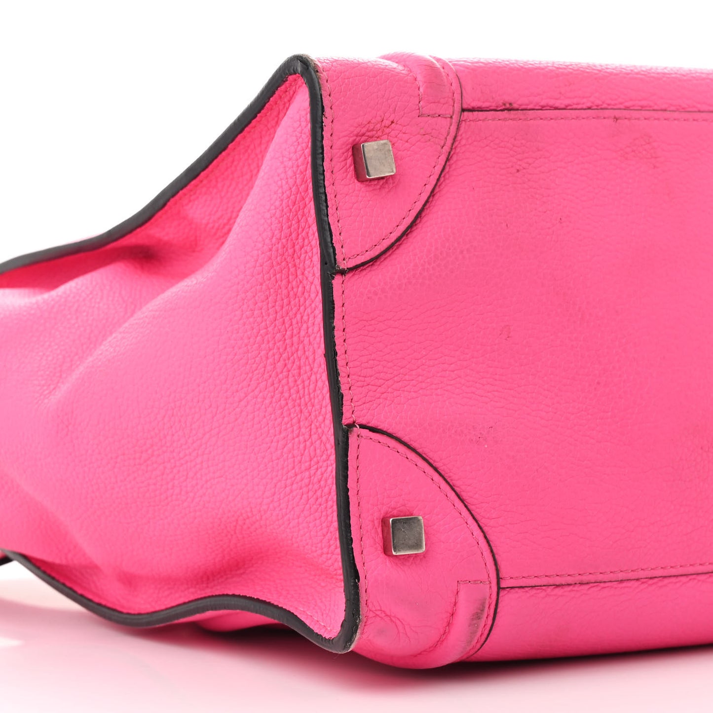 Drummed Calfskin Mini Luggage Fluo Pink