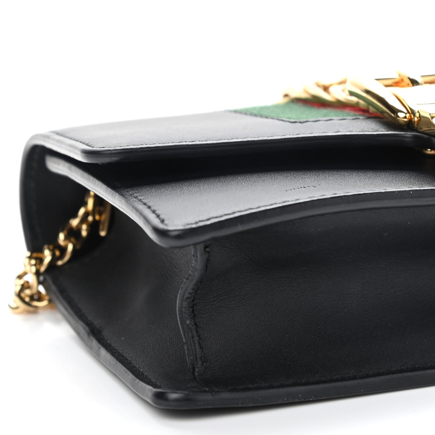 Gucci Calfskin Super Mini Sylvie Chain Shoulder Bag Black 8 of 10