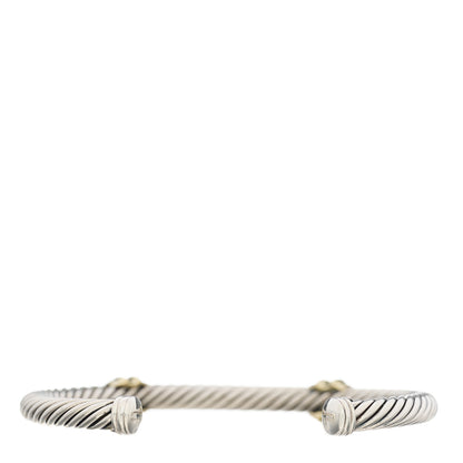 David Yurman Sterling Silver 14K Yellow Gold Blue Sapphire 5mm Cable Classics Two Station Bracelet 2 of 3