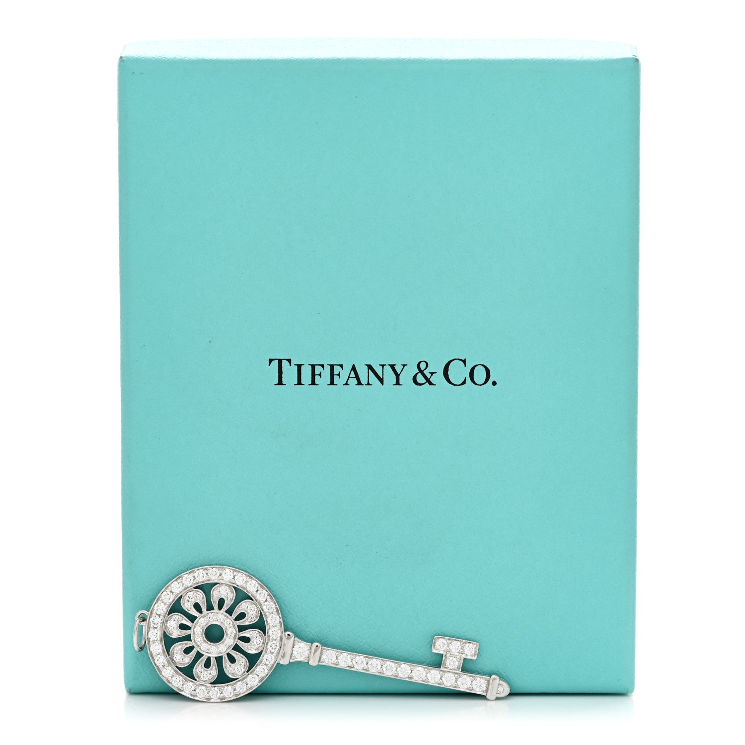 Tiffany Platinum Diamond Petals Key Pendant 5 of 5