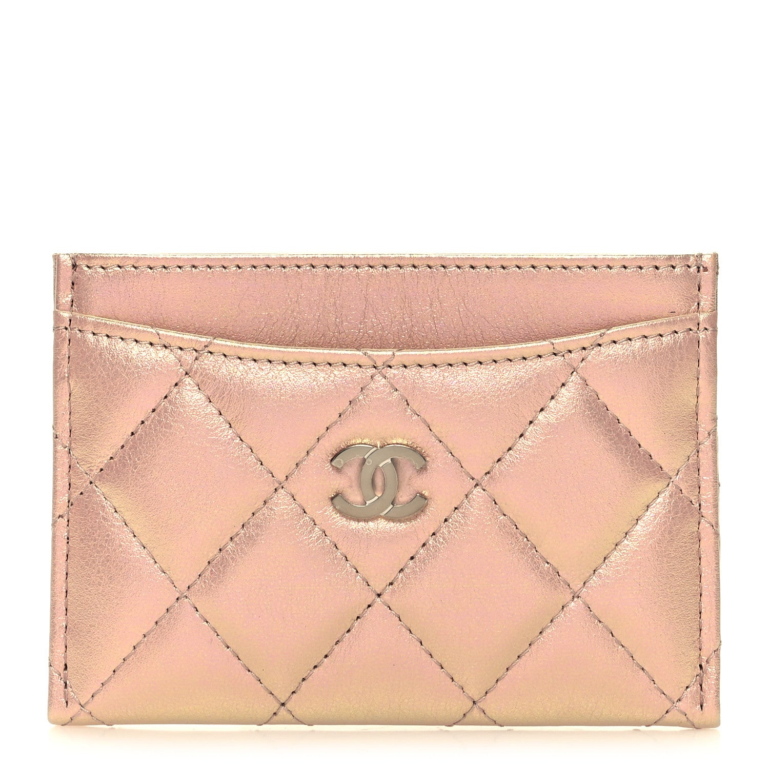 Chanel Iridescent Calfskin Quilted Card Holder Pink 1 of 10