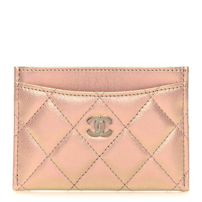 Chanel Iridescent Calfskin Quilted Card Holder Pink 1 of 10