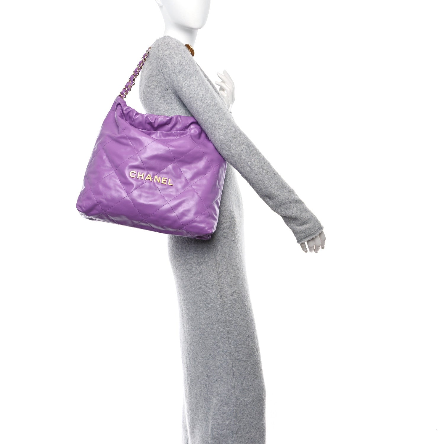Chanel Shiny Calfskin Quilted Chanel 22 Purple 2 of 12
