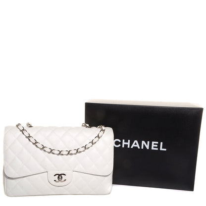 Chanel Caviar Quilted Jumbo Single Flap White 4 of 9