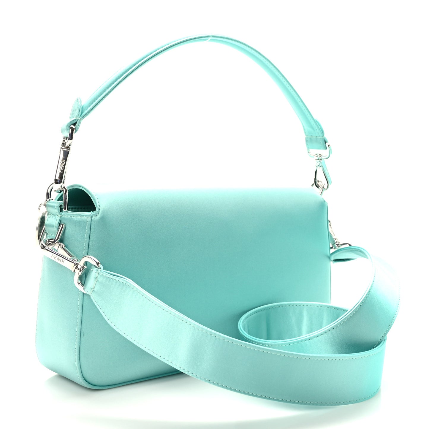 X TIFFANY Satin Nappa Silver Baguette Blue Tiffany Silver