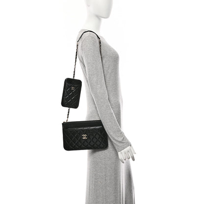 Chanel Lambskin Quilted Clutch With Chain Black 2 of 11