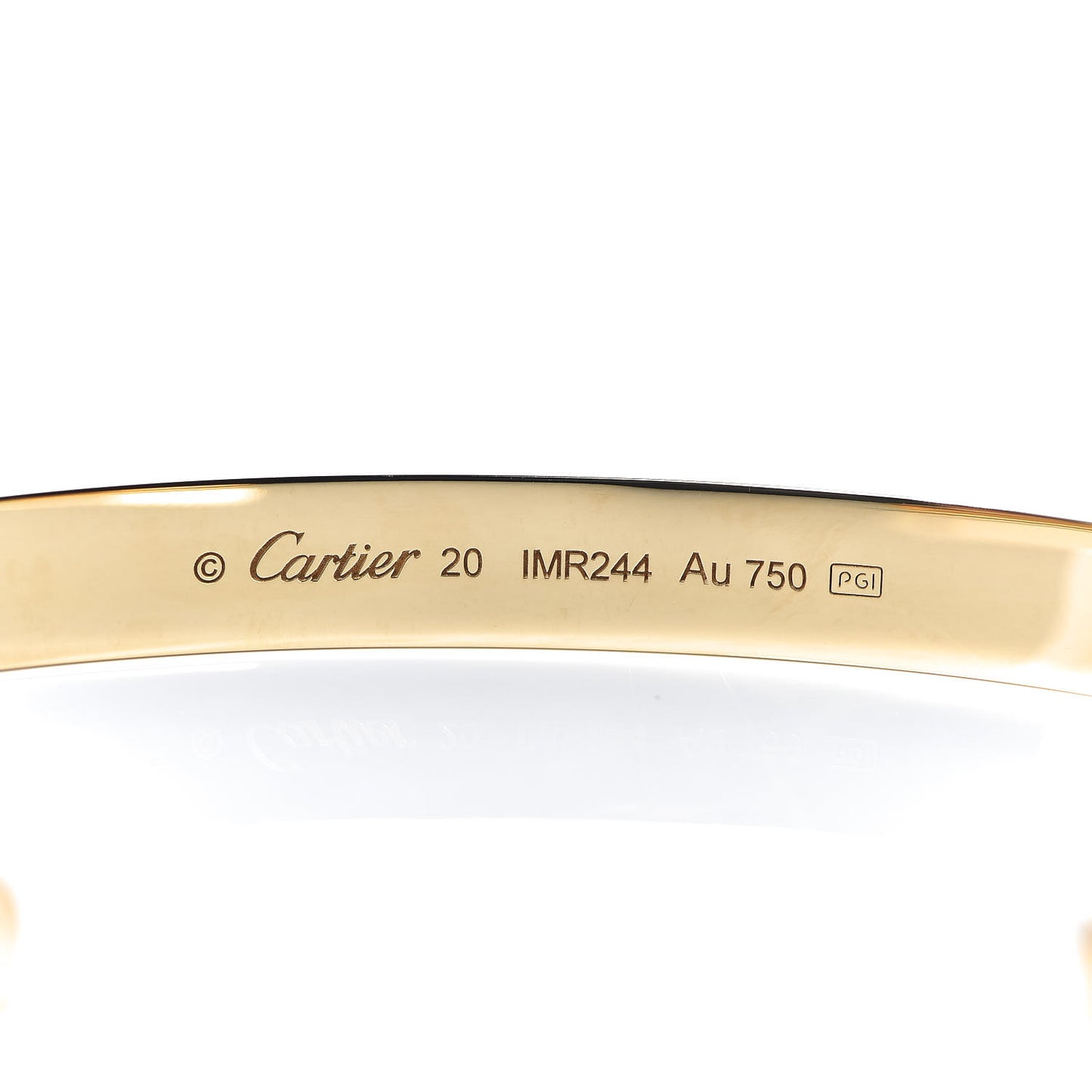 18K Yellow Gold LOVE Cuff Bracelet 20