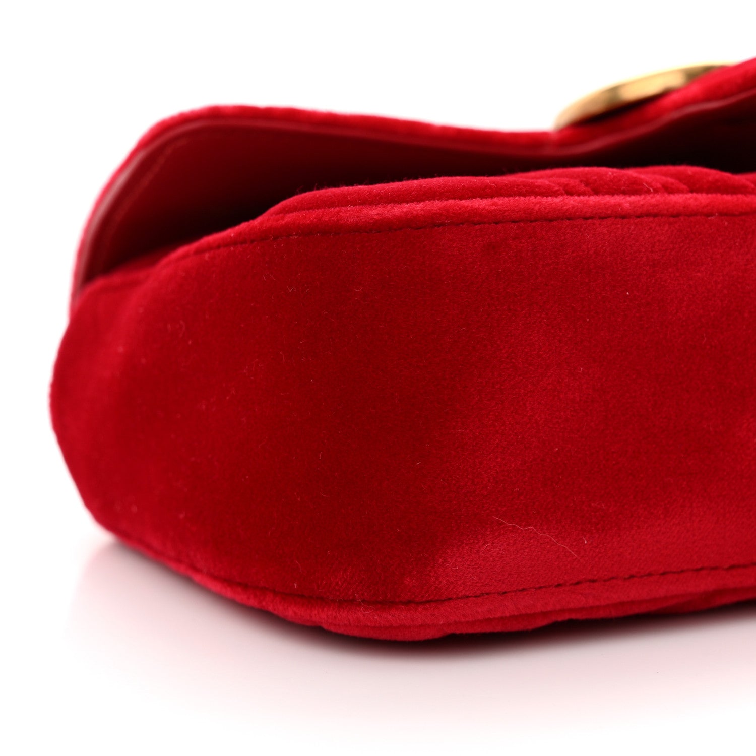 Gucci Velvet Matelasse Mini GG Marmont Shoulder Bag Hibiscus Red 9 of 11