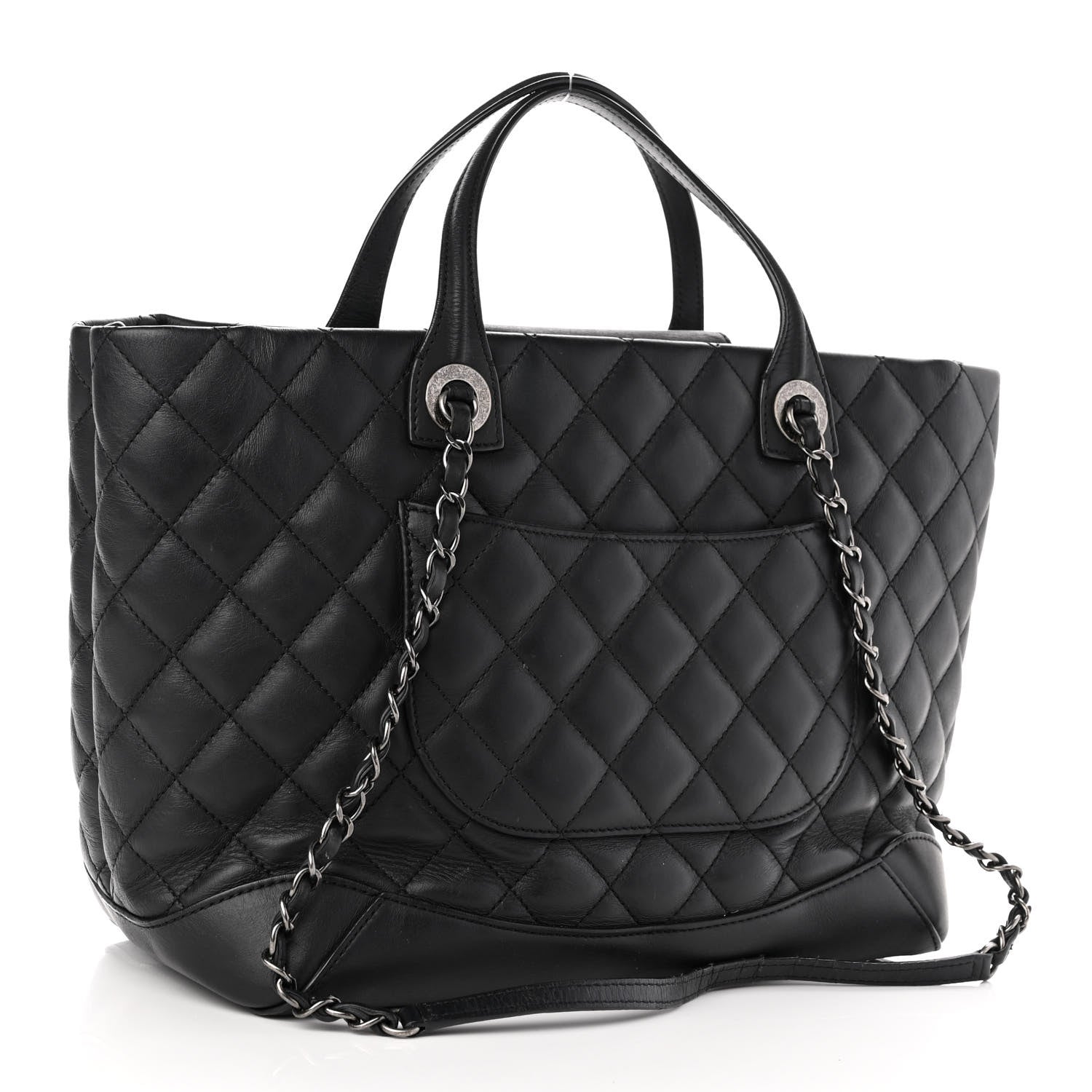 Chanel Calfskin Quilted Small Easy Shopping Tote Black 3 of 10