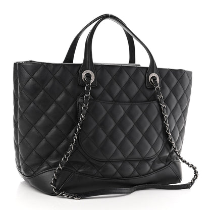 Chanel Calfskin Quilted Small Easy Shopping Tote Black 3 of 10
