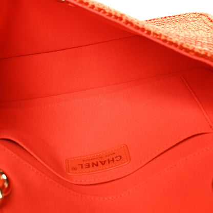 Chanel Braided Raffia Small Coco Beach Flap Bag Orange 4 of 10