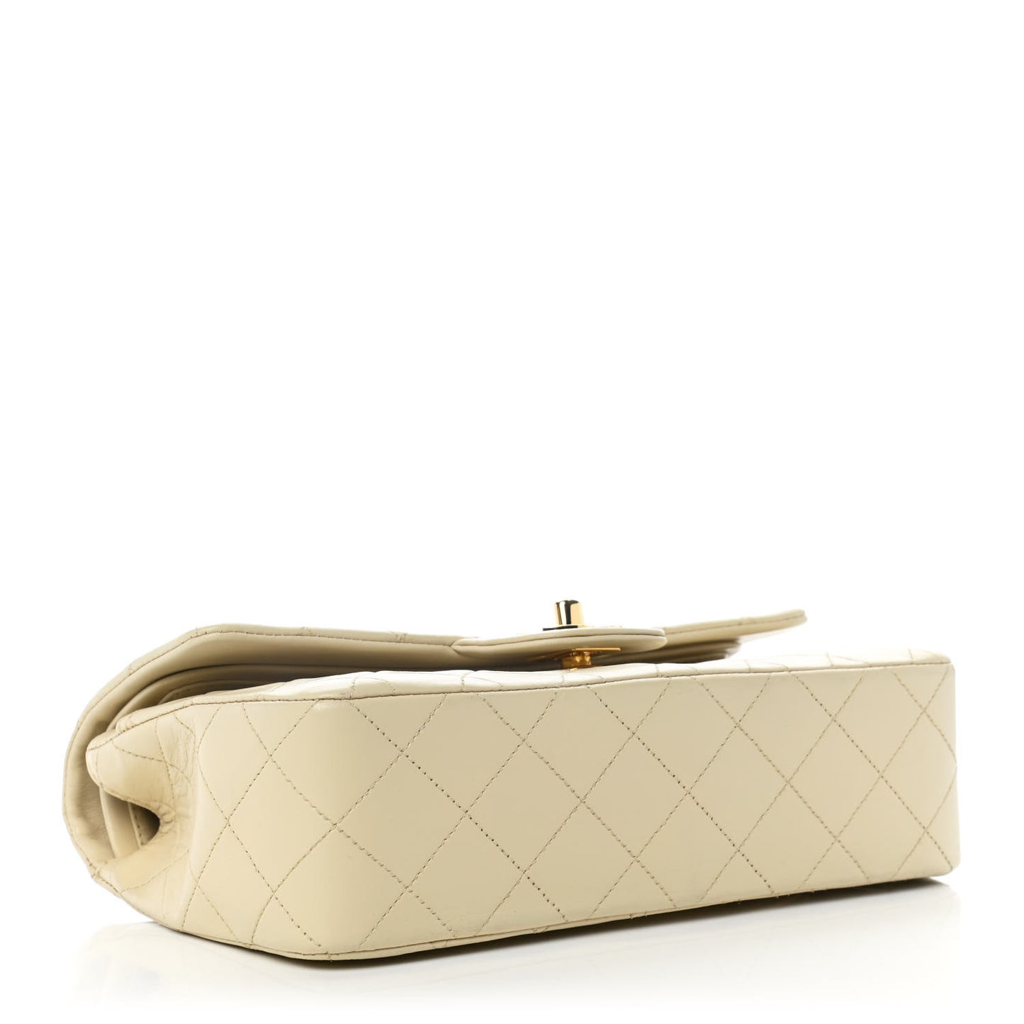 Lambskin Quilted Small Double Flap Beige