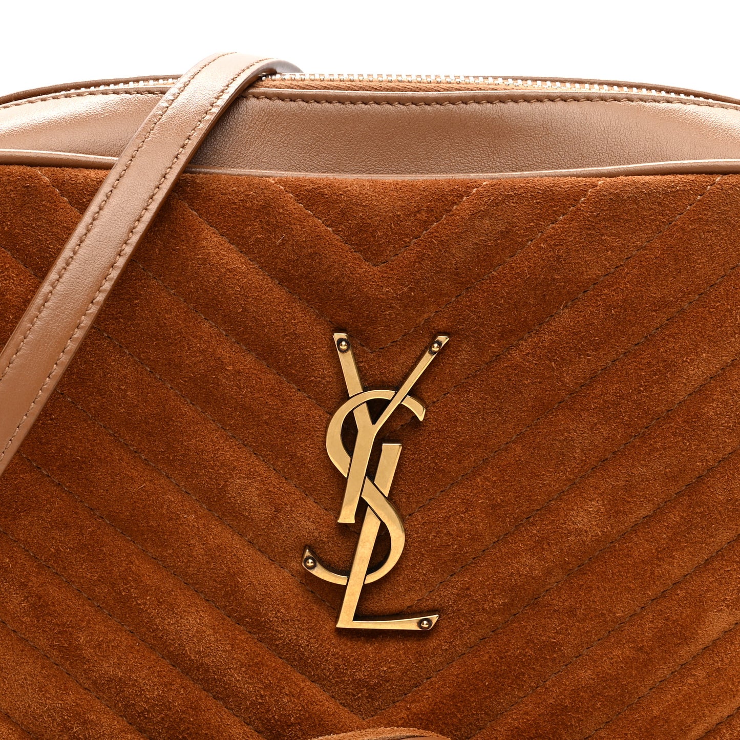 Suede Matelasse Monogram Lou Camera Bag Cinnamon