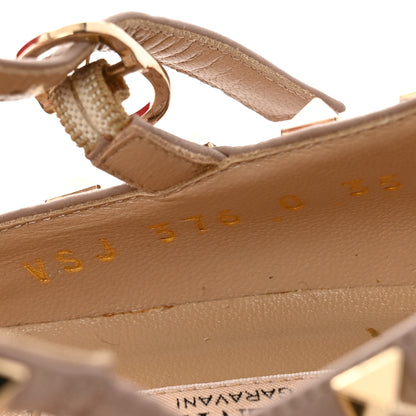 Valentino Garavani Calfskin Nappa Rockstud Cage Ballerina Flats 35 Grey Pink Poudre 9 of 12