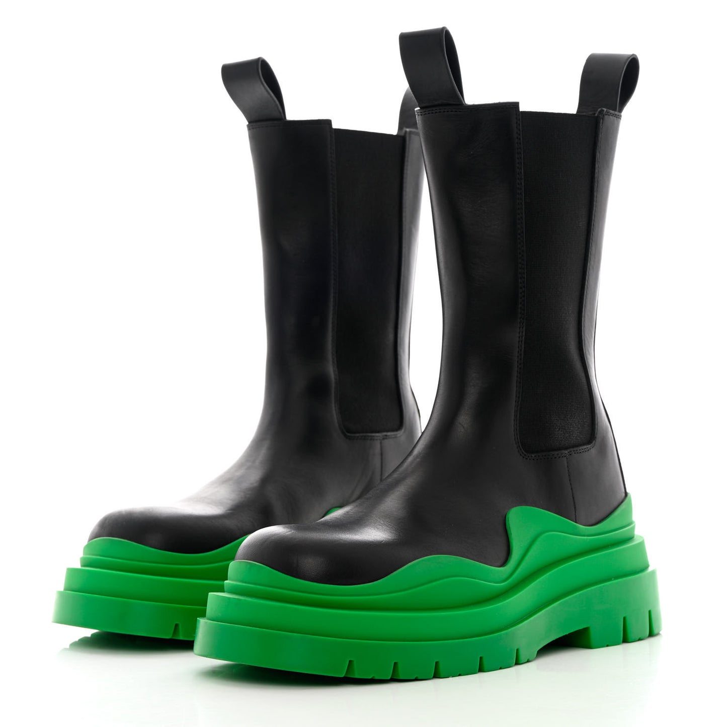 Calfskin The Tire Chelsea Boots 38.5 Black Grass