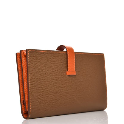 Hermes Epsom Bi Color Bearn Wallet Gold Orange 3 of 8