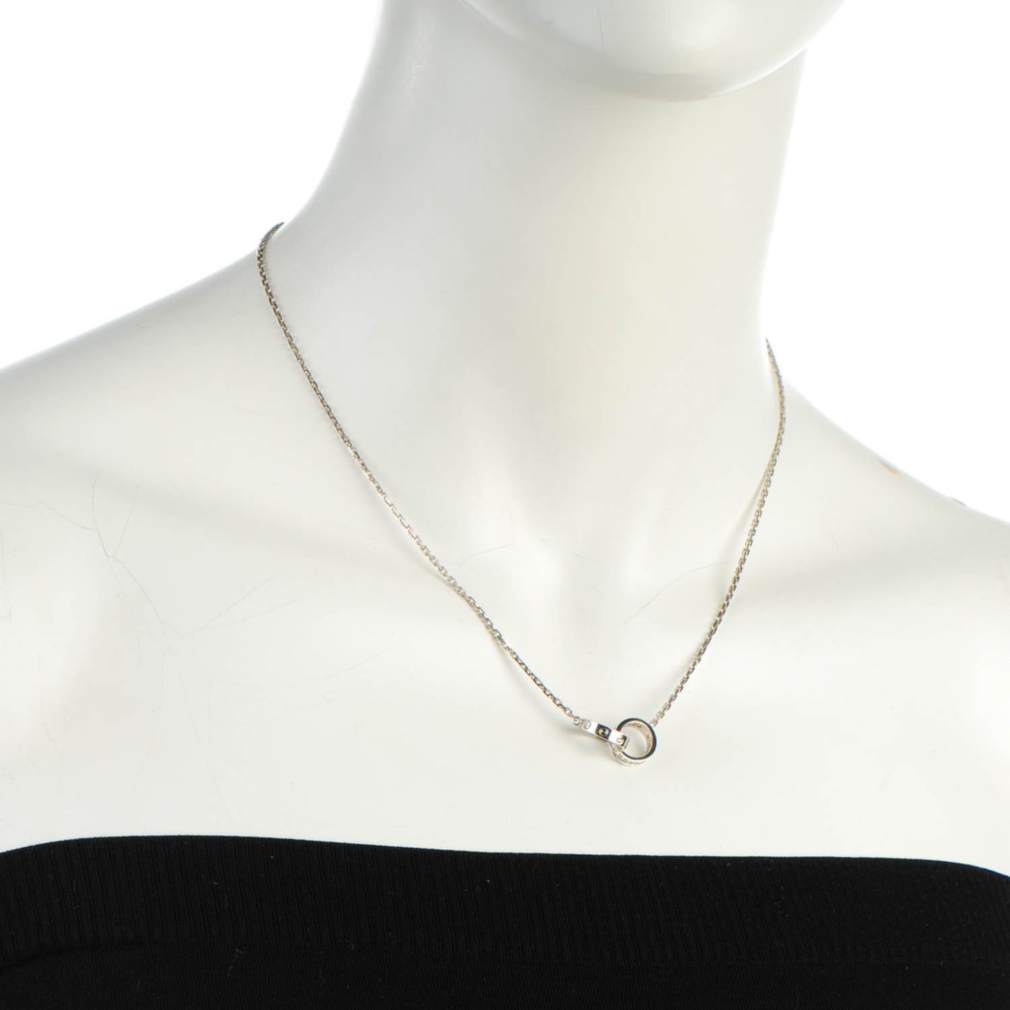 18K White Gold Diamond Interlocking LOVE Necklace