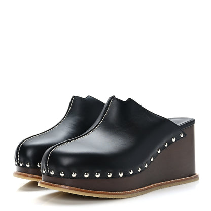 Hermes Calfskin Beechwood Earth Mules 40 Black 3 of 8