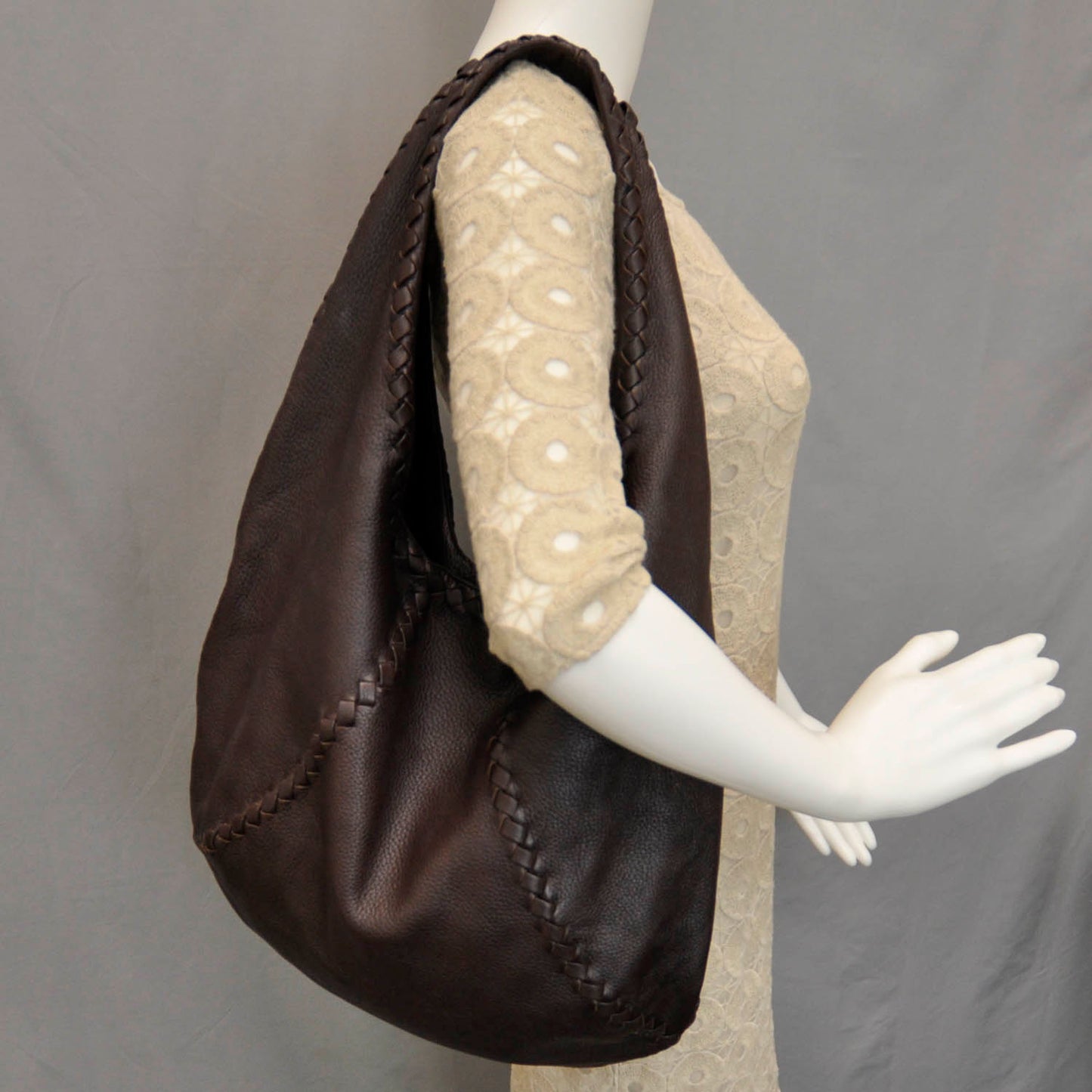 Leather Cervo Hobo Ebano