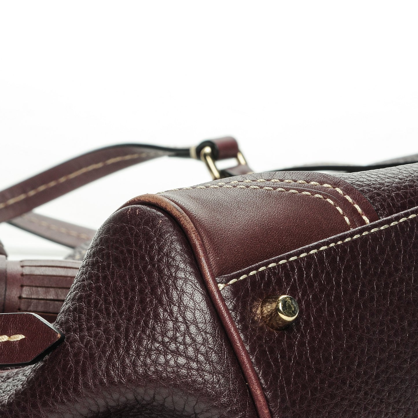 Calfskin Saddle Stitch Small Canterbury Tote Burgundy