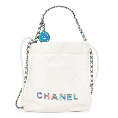 Chanel Shiny Calfskin Quilted Rainbow Mini Chanel 22 White 1 of 10