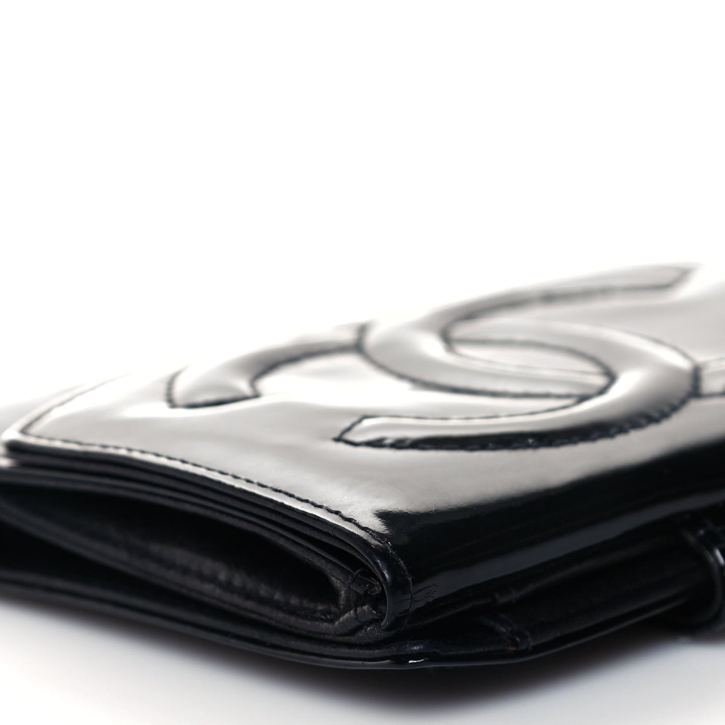 Patent Timeless CC Compact French Wallet Black