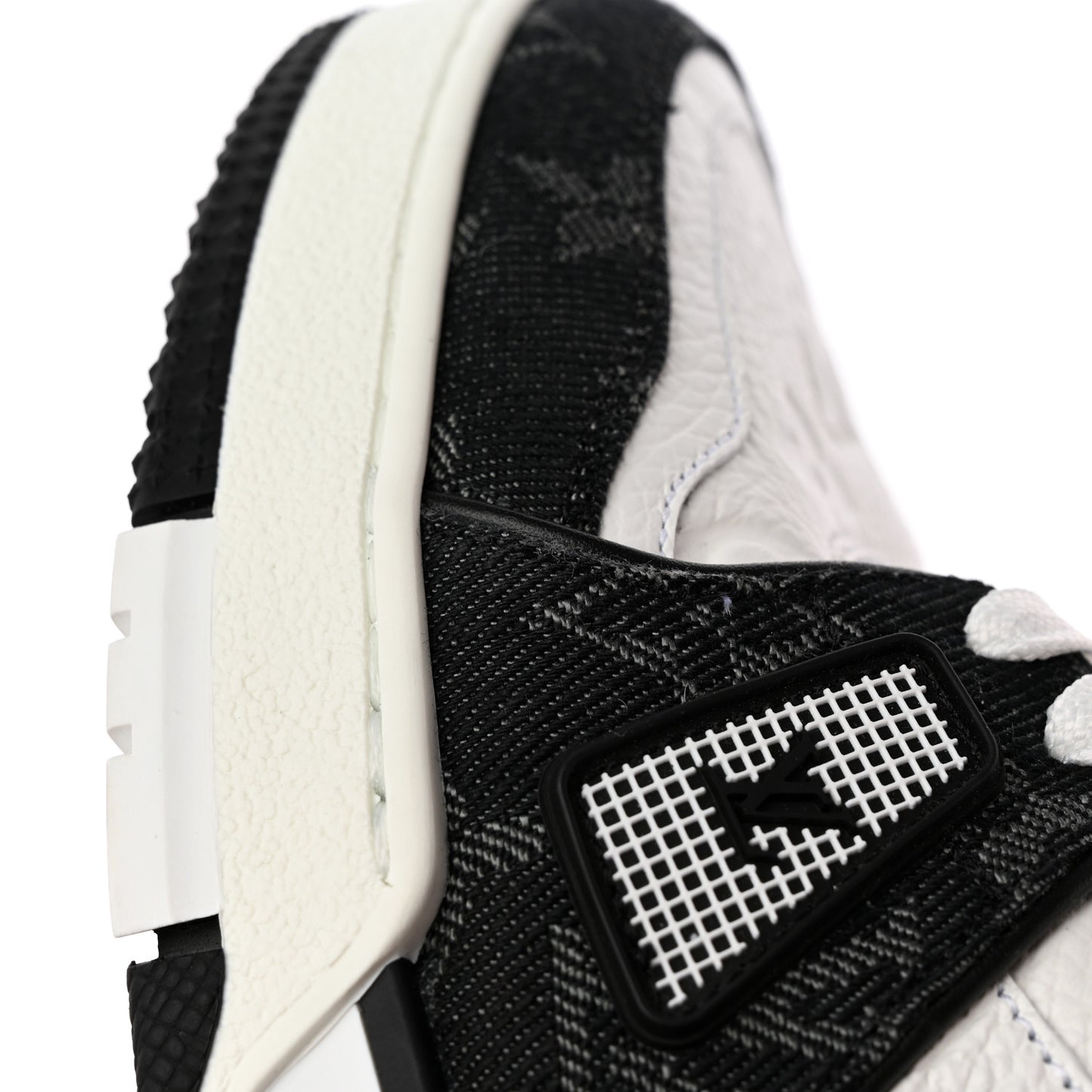 Calfskin Monogram Denim Mens LV Trainer Sneakers 6.5 Black