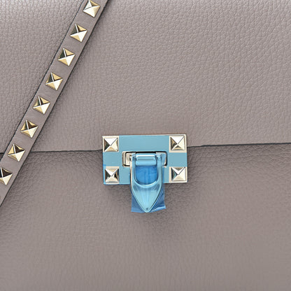 Valentino Garavani Pebbled Calfskin Rockstud Flip Lock Flap Messenger Poudre 7 of 9