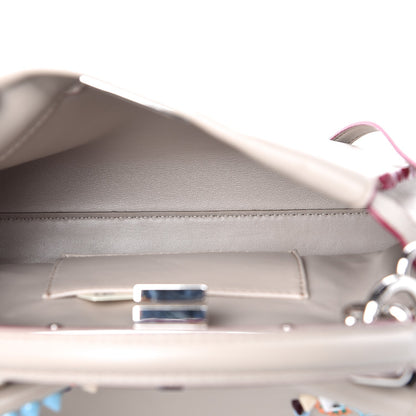 Fendi Nappa Embroidered Flower Scalloped Mini Peekaboo Iconic Satchel Grigio Polvere 7 of 10