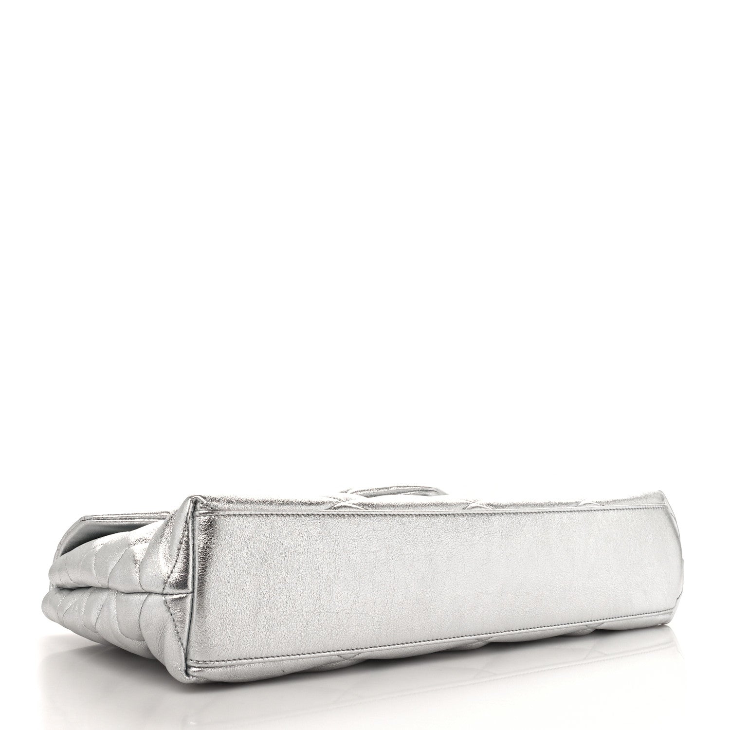 Saint Laurent Metallic Lambskin Quilted Sade Puffer Envelope Clutch Argento 4 of 10